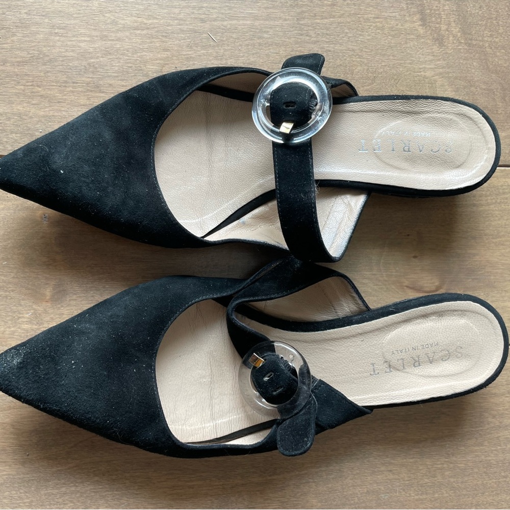 Women's Black Suede Mules